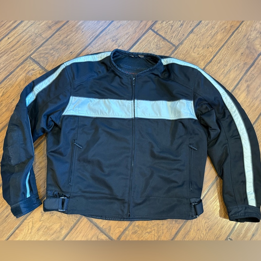 First Gear Vtg Riding Jacket mens XL Black Zip Padded Mesh Motorcycle Reflective